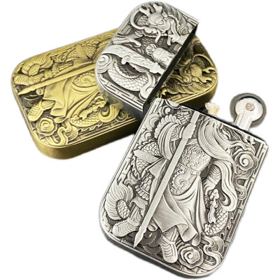 Vỏ Hột Quẹt Bật Lửa Xăng Đá HG05-QC Họa Tiết Quan Công Độc Lạ - Nhiều màu