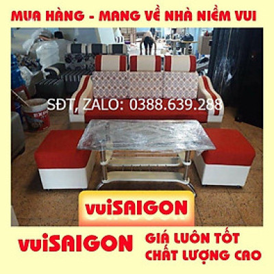Ghế Sô Pha nệm mút bền đẹp hiện đại phù hợp mọi gia đình/ tặng kèm 1 bàn kính và 2 ghế đôn xinh xắn