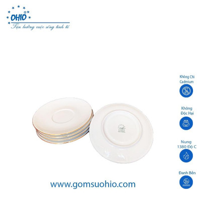 Đĩa Kê 11cm Sứ Trắng Viền Kim OHIO