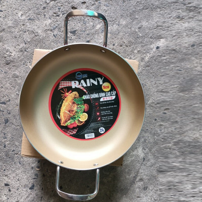 CHẢO CHỐNG DÍNH RAINY 2 QUAI INOX ROYAL 2.2 LY -26 cm , 28 cm và 30 cm- Hàng Chính Hãng