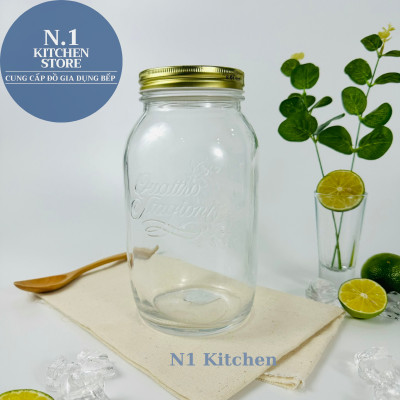 Hũ thủy tinh nắp vặn 1500ml Quattro Invetro Ý - Hàng Chính Hãng