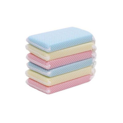 Combo 02 Kệ để miếng mút rửa bát 2 ngăn dạng lưới Inomata + 01 Set 05 miếng mút bọc lưới rửa chén bát tạo bọt - Nội địa Nhật Bản