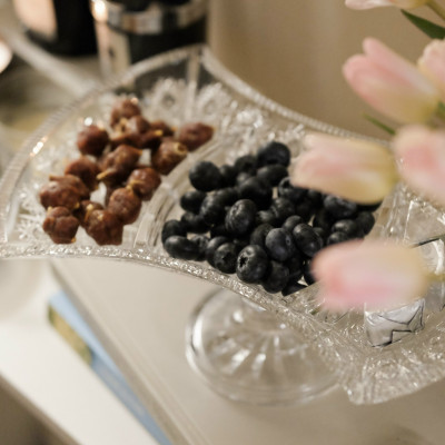 Đĩa eo mài chia ngăn chân đế Bohemia 33cm Hàng chính hãng