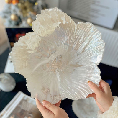 Set 3 Đĩa Thủy Tinh Ngọc Trai - Khay Thủy Tinh Đựng Trái Cây Hình Cánh Hoa Sang Trọng Phong Cách Bắc Âu Trang Trí Nội Thất - HÀNG CHÍNH HÃNG MINIIN