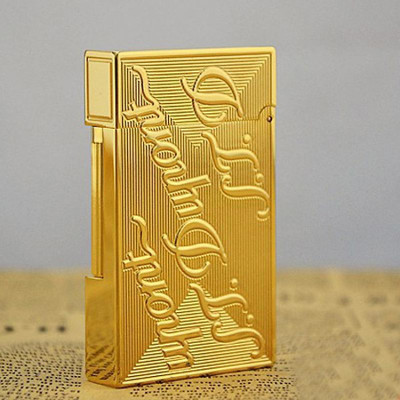 Vỏ Hột Quẹt Bật Lửa Upon Vàng Khắc Nổi Chữ S.T.Upon D05V Dùng Gas Dòng 2 Lỗ Tiếng Kêu Hay Cầm Chắc Tay - Dùng Gas Đá Cao Cấp