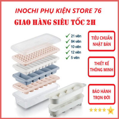 Khay Làm Đá Viên Kari Có Hộp Đựng Và Nắp Khử Mùi Tủ Lạnh Sản Xuất Theo Tiêu Chuẩn Xuất Nhật Bản , EU Đảm Bảo An Toàn Sức Khỏe Người Sử Dụng- Chính Hãng Inochi ( Tặng kèm khăn lau pakasa) Giao màu ngẫu nhiên