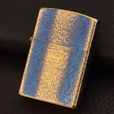 Vỏ Hột Quẹt Bật Lửa Xăng Đá Zorro Z92017B Họa Tiết Hoa Văn In Logo - Dùng Xăng Bấc Đá Cao Cấp