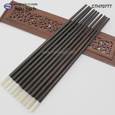 Đũa gỗ Trắc đầu ốc xà cừ trắng (Hộp 10 Đôi tròn) CTH707TT - Tặng kèm hộp đẹp làm quà tặng