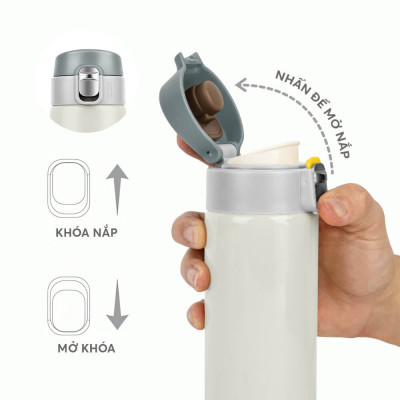 Bình giữ nhiệt inox 304 Elmich EL8295 dung tích 500ml, Hàng chính hãng, nắp bật 1 chạm, có miệng rót - JoyMall