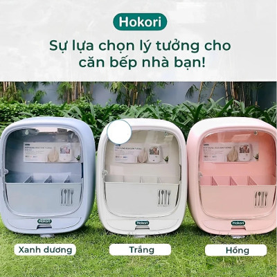Hộp Đựng Đũa Thìa Dán Tường HOKORI - Hộp Đựng Đũa Thìa Bốn Ngăn Tiện Dụng Có Nắp Đậy, Dán Tường Siêu Chắc Chắn , Có Thể Bắt Vít Cho Tường Sơn - Hàng Việt Nam