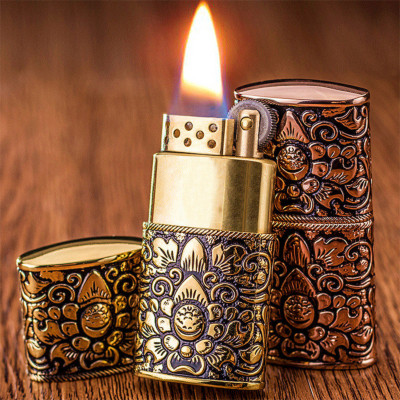 Vỏ Hột Quẹt Bật Lửa Xăng Đá Zorro Z531 Thiết Kế Nhỏ Gọn Tiện Lợi Họa Tiết Hoa Văn - Dùng Xăng Bấc Đá Cao Cấp