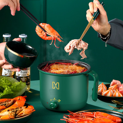 Nồi lẩu mini đa năng 2 tầng - Ca nấu mì điện núm xoay 2 nấc nhiệt kèm giá hấp chịu nhiệt miDoctor - Logo trên thân nồi hình ngẫu nhiên