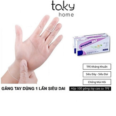 Hộp 100 Găng Tay Mỏng, Siêu Dai, Dùng 1 Lần, Nấu Ăn - Làm Bếp - Vệ Sinh - Tiện Dụng Trong Nhà - TakyHome 5858