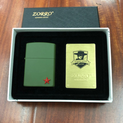 Vỏ Hột Quẹt Bật Lửa xăng đá Zorro Z91256B thiết kế nhỏ gọn tiện dụng màu xanh - dùng xăng bấc đá cao cấp