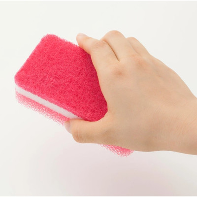 Combo bát nhựa tròn họa tiết hoa anh đào Ø11×6.5cm + miếng bọt biển nhà bếp - made in Japan