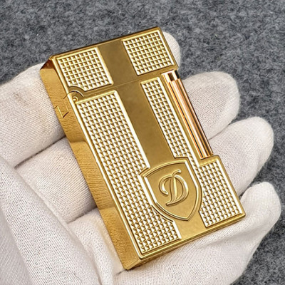 Vỏ Hột Quẹt Bật Lửa Upon Super Ô Vuông Kèm Khiên D144V Màu Vàng - Dùng Gas Đá Cao Cấp