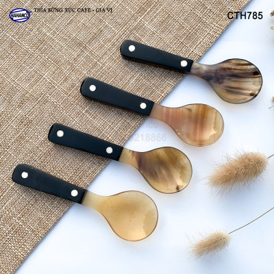 Thìa/Muỗng bằng sừng khảm 2 chấm cao cấp xuất Nhật - Xúc gia vị, cafe, deccor - An toàn cho sức khỏe - CTH785