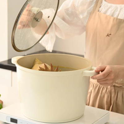 Nồi Phủ Gốm Thành Cao Đáy Từ 28cm Haatz - Made In Korea, Nồi Chống Dính Dùng Mọi Loại Bếp - Bảo Hành 2 Năm