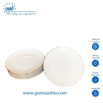 Đĩa Kê 11cm Sứ Trắng Viền Kim OHIO