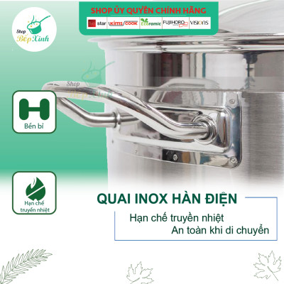 Nồi Inox 430 Bếp Từ 3 Đáy 36 cm Nắp Inox Fivestar -Tặng 5 Muỗng Ăn Inox Cao Cấp