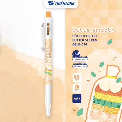 [BST] Bút gel B - Buttersmooth Gel Thiên Long - Premium Tip viết êm, trơn - Mực Xanh