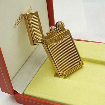 Vỏ Hột Quẹt Bật Lửa Upon Hoa Văn Kẻ Dọc DX04V Màu Vàng - Dùng Xăng Bấc Đá Cao Cấp