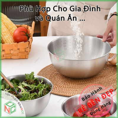 (Tiện Lợi) Bộ 3 Tô Thố Inox 304 Không Gỉ - 3 Size 16cm 19cm 24cm Có Chia Vạch Định Lượng Tiện Lợi - KLM-3TTBCV