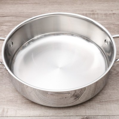 Chảo Inox liền khối 2 Tay Cầm, Sâu Lòng, Kiêm Nồi Lẩu Elmich Trimax XS EL-3847 size 26cm