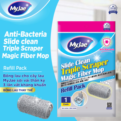 (Chọn Loại) Bông Lau Thay Thế MyJae Sợi Microfiber Dành Cho Cây Lau Nhà Tự Vắt 2 Ngăn 33cm x 12cm