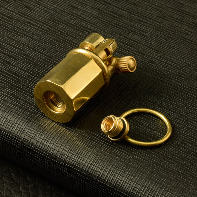 Vỏ Hột Quẹt Bật Lửa Xăng Đá Mini Đồng Z65 Thiết Kế Đẹp Độc Lạ Màu Vàng Trơn - Dùng Xăng Bấc Đá Cao Cấp