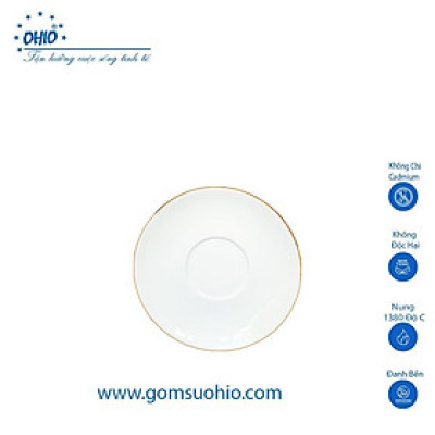 Đĩa Kê 11cm Sứ Trắng Viền Kim OHIO