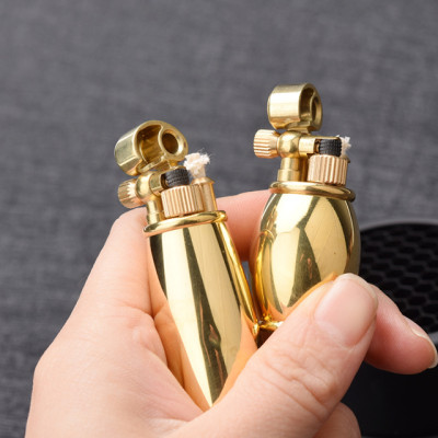 Vỏ Hột Quẹt Bật Lửa Xăng Đá Đồng Mini Z64 Thiết Kế Đẹp Độc Lạ Màu Vàng Sang Trọng - Dùng Xăng Bấc Đá Cao Cấp
