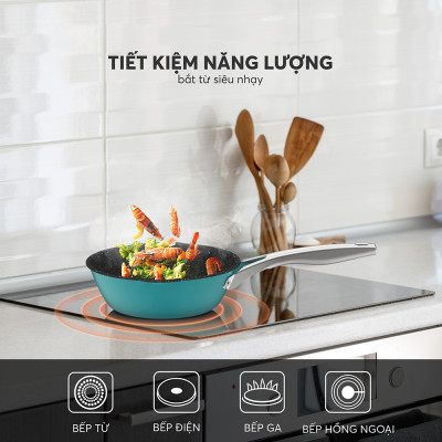 Chảo Xào Rán Chống Dính Inox 304 Liền Đáy Elmich Hera 8105 20cm/8106 24cm/8107 26cm/8108 28cm