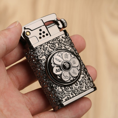 Vỏ Hột Quẹt Bật Lửa Xăng Zorro Z602 Thiết Kế Họa Tiết Vòng Xoay Hoa Sen Đẹp Độc Lạ - Dùng Xăng Bấc Đá Cao Cấp