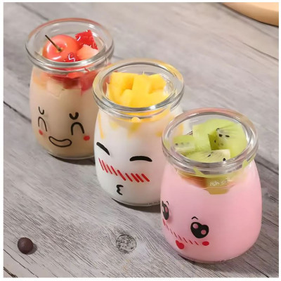 Set 12 hũ sữa chua thủy tinh 200ml in hình thú - Giao ngẫu nhiên