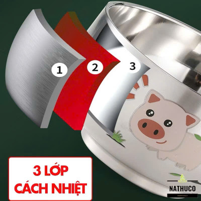 Bát Inox Kèm Thìa Chống Nóng Dày Dặn Cho Bé Ăn Dặm In Hình Con Vật Ngộ Nghĩnh - HÀNG CHÍNH HÃNG MINIIN
