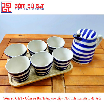 Bộ tích trà vẽ sọc ngang xuất Nhật Gốm Sứ G&T