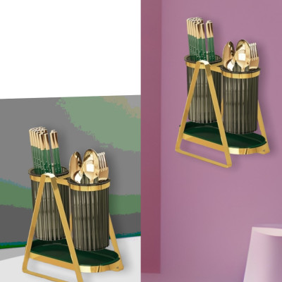 Ống Đựng Đũa Thìa Dĩa 2 Ngăn xanh cổ vịt Inox 304 Cao Cấp - Có Thể Dán Tường ( tặng chao lọc )