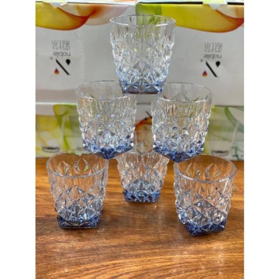 Bộ 6 ly thủy tinh chịu nhiệt uống nước vân sao đáy vát cam