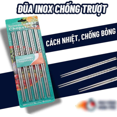 Combo  2 vĩ đũa  inox chống trượt - siêu bền, tiện dụng cao cấp phù hợp cho mọi gia đình