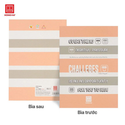 Vở kẻ ngang Hồng Hà 72 trang - Gáy ghim - Study Be Yourseft 1462 định lượng 70 gm2 độ sáng 90-92 ISO Khổ vở 180 x 252 mm (Giao bìa ngẫu nhiên)
