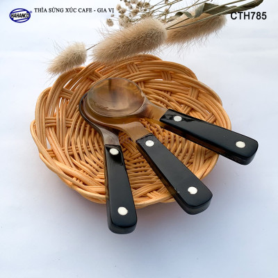 Thìa/Muỗng bằng sừng khảm 2 chấm cao cấp xuất Nhật - Xúc gia vị, cafe, deccor - An toàn cho sức khỏe - CTH785