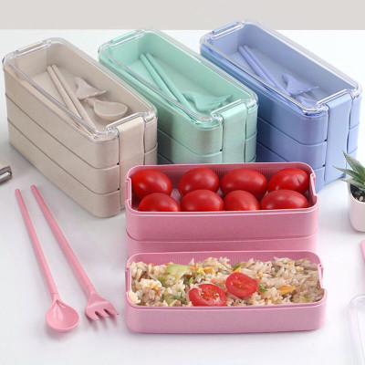 Hộp Đựng Cơm Văn Phòng, Cặp Lồng Cơm Lúa Mạch 3 Tầng Tặng Kèm Thìa Lúa Mạch - Hàng Loại 1 - Chính Hãng MINIIN