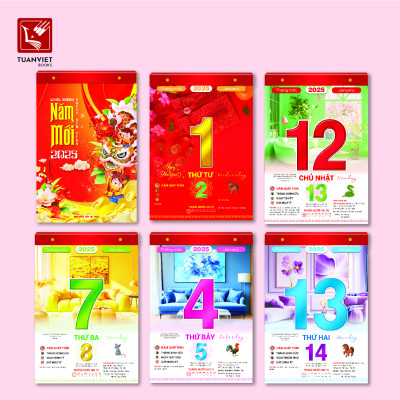 LỊCH BLOC 2025 TUANVIET BOOKS - Block lịch kích cỡ (24x35cm, 20.5x30.5cm, 17x24cm, 10x14.5cm) - Mẫu ngẫu nhiên