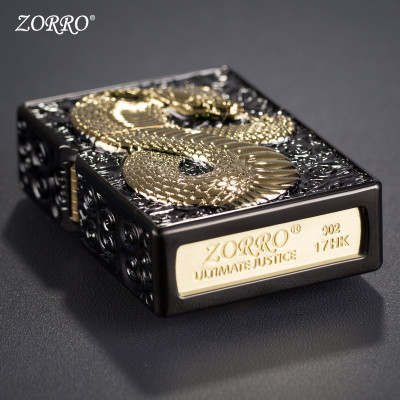 Vỏ Hột Quẹt Bật Lửa Xăng Đá Zorro Z91272 Hình Rắn 3D Đẹp Độc Lạ - Dùng Xăng Bấc Đá Cao Cấp