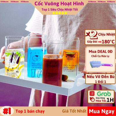 Ly cốc thủy tinh vuông siêu chịu nhiệt dung tích 250/400/480ml uống nước cafe sinh tố cao cấp decor