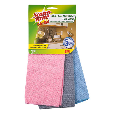 Gói 3 Cái Khăn lau bếp Microfiber tiện dụng Scotch Brite 3M
