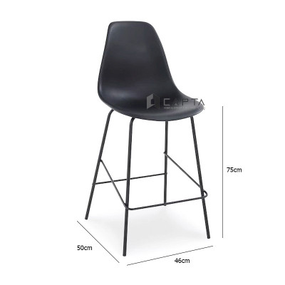 Ghế quầy bar nhựa chân sắt CB DSW2-S Nội thất Capta Ghế bar chân cố định lưng tựa cao cho nhà hàng cafe Ghế quầy thuốc chân cao 75 cm Plastic bar stool