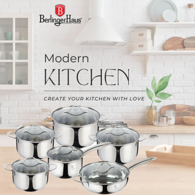Bộ nồi 11 chi tiết Berlinger Haus BH/6661 silver jewelery collection Hàng chính hãng