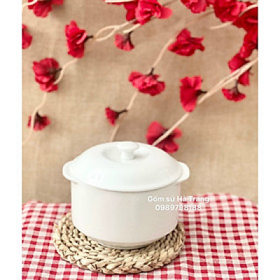 Thố chưng yến dung tích 600 ml gốm sứ Bát Tràng cao cấp men trắng